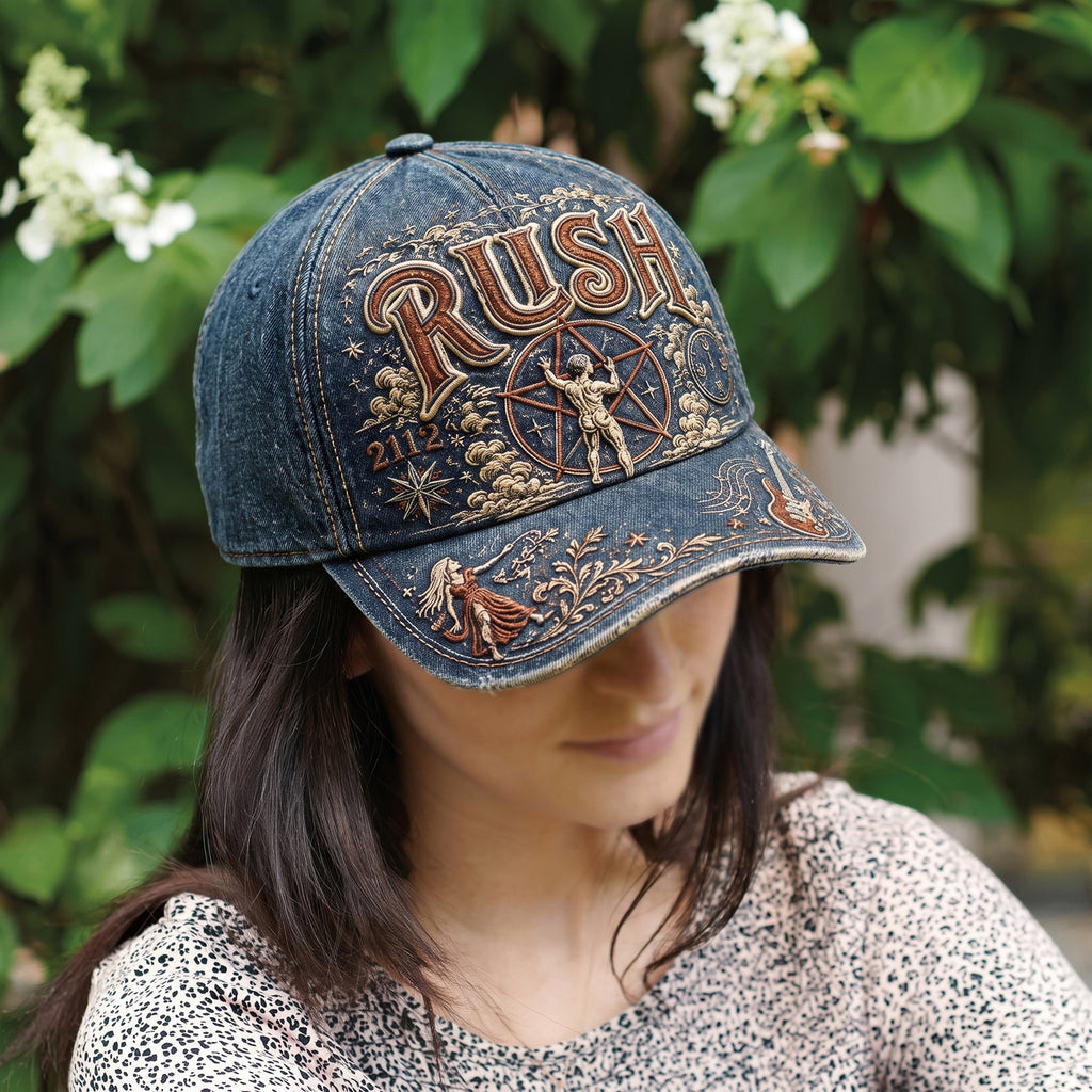 Rush 2112 Vintage Embroidered Denim Cap