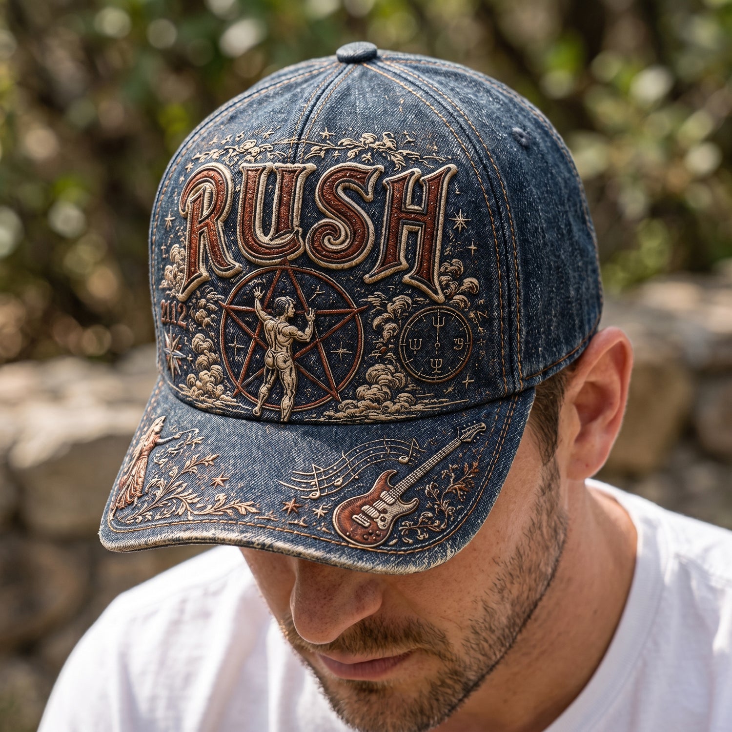 Rush 2112 Vintage Embroidered Denim Cap