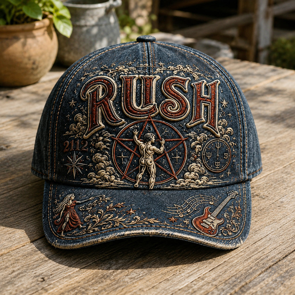 Rush 2112 Vintage Embroidered Denim Cap