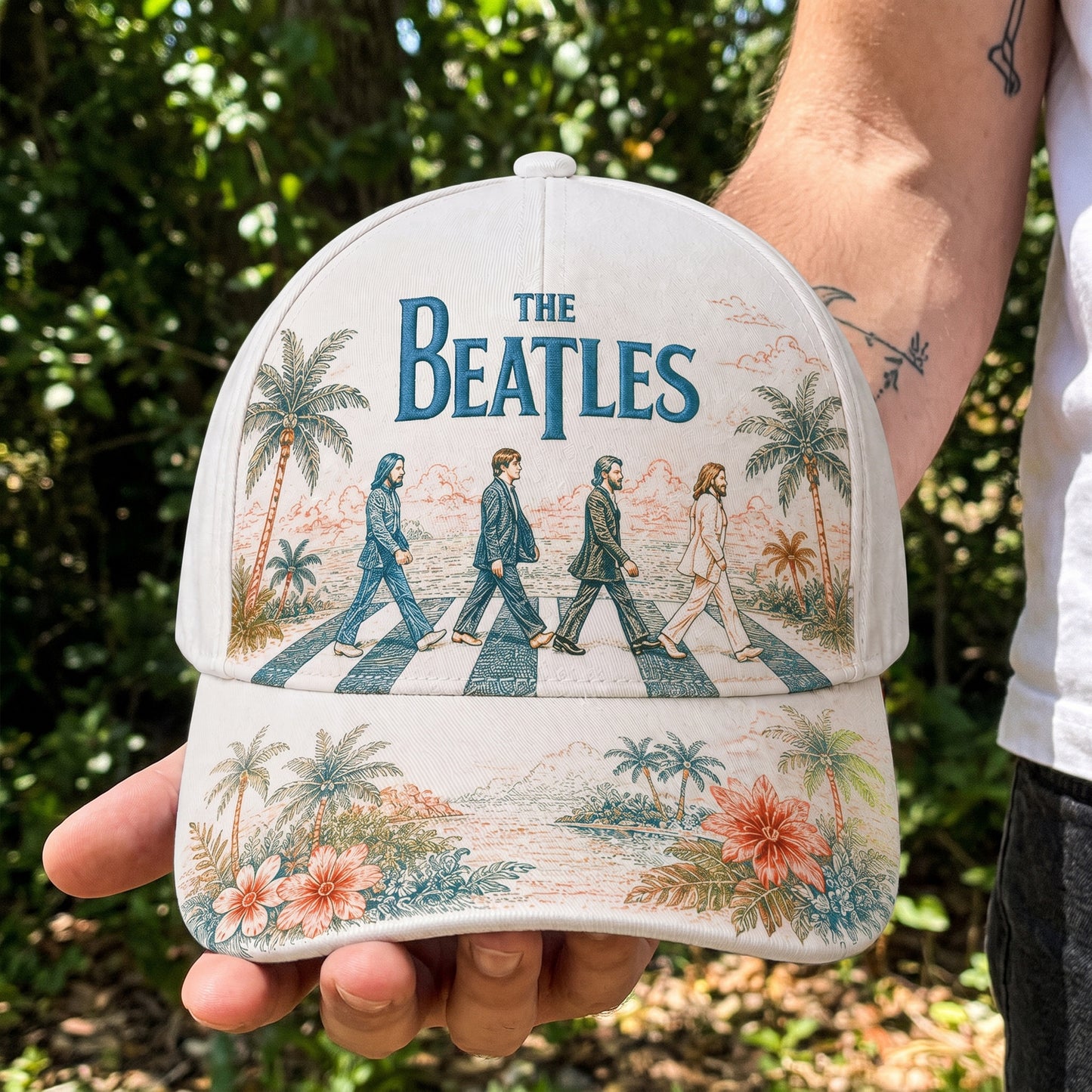 The Beatles Abbey Road Tropical Embroidered Denim Cap