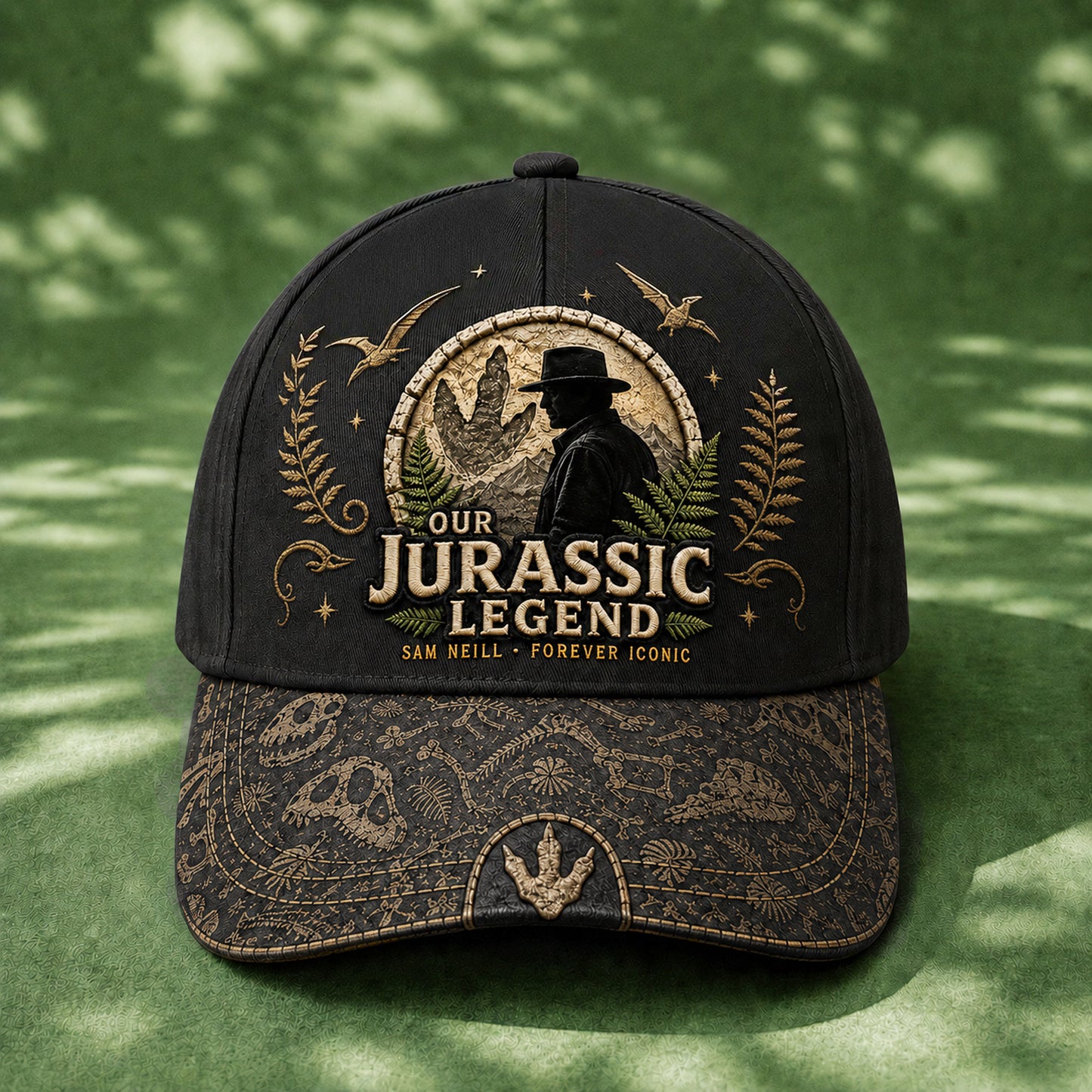 Jurassic Legend Sam Neill Embroidered Vintage Denim Cap
