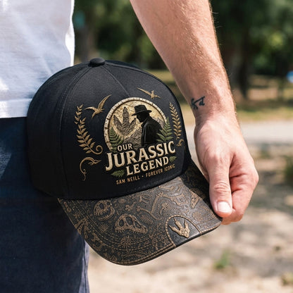 Jurassic Legend Sam Neill Embroidered Vintage Denim Cap